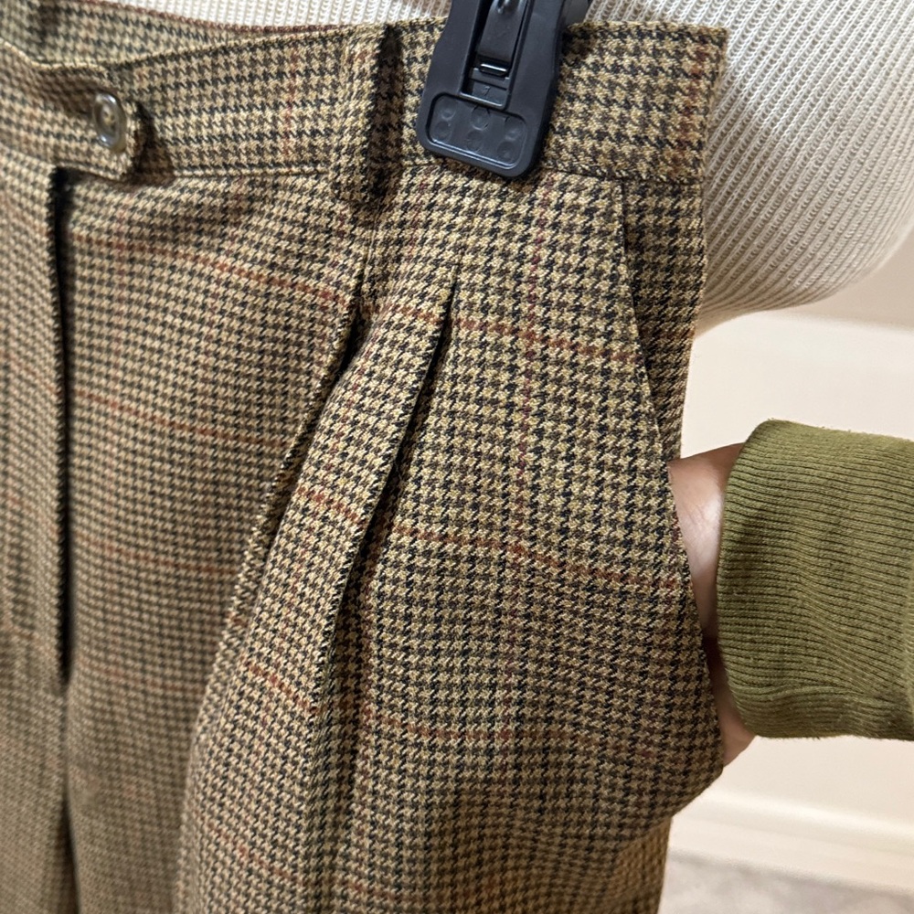 Lauren Ralph Lauren High Waisted pleated Houndstooth Pants Trousers lined wool - Picture 4 of 12
